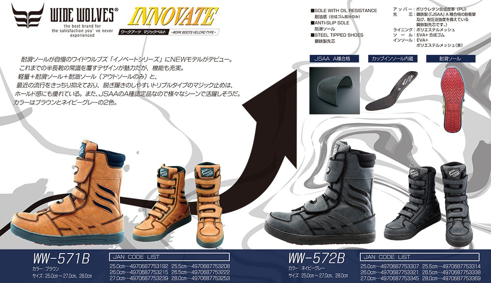 WIDE WOLVES INNOVATE ワイドウルブス イノベート ワークブーツ マジックベルト