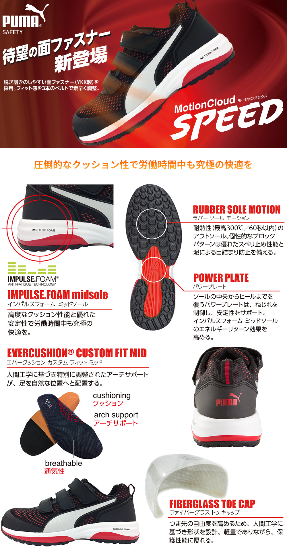 PUMA 安全靴 スピード レッド ロー 64.213.0 25.0cm