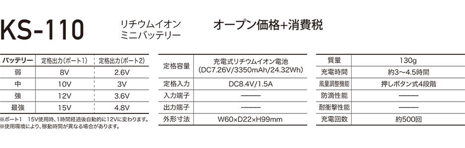 AIR SENSOR neo KS-100シリーズ リチウムイオンミニバッテリー