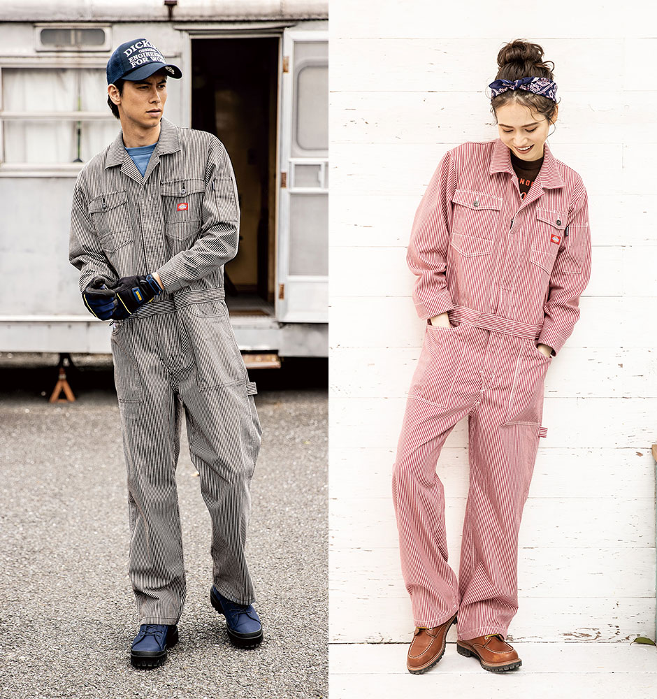 作業服 つなぎ ディッキーズ Dickies ストレッチヒッコリー ツナギ D-716 作業着 通年 オーバーオール おしゃれ カッコいい アメリカン  | まもる君 作業用品専門店